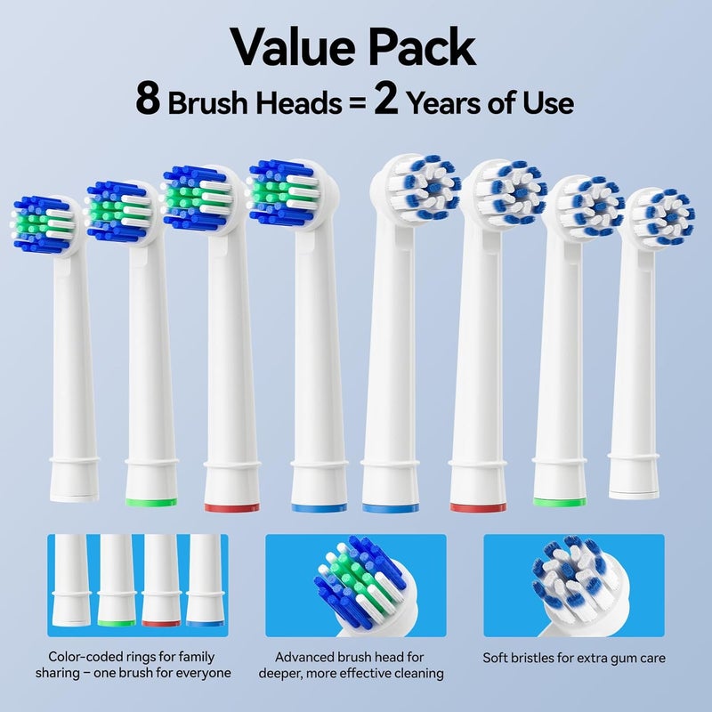 Seago Soft Round Electric Toothbrushes with 8 Spin Brush Heads, 5 Cleaning Modes, Rechargeable Sonic Toothbrush with Timer and Travel Case for Adults and Kids(SG-2607-Beige) - Image 4